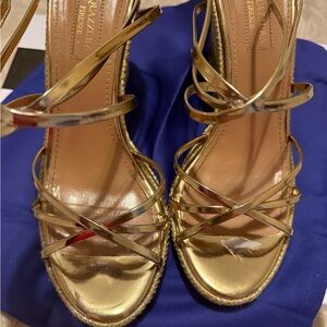 Aquazzura Metallic Gold Strappy Heels